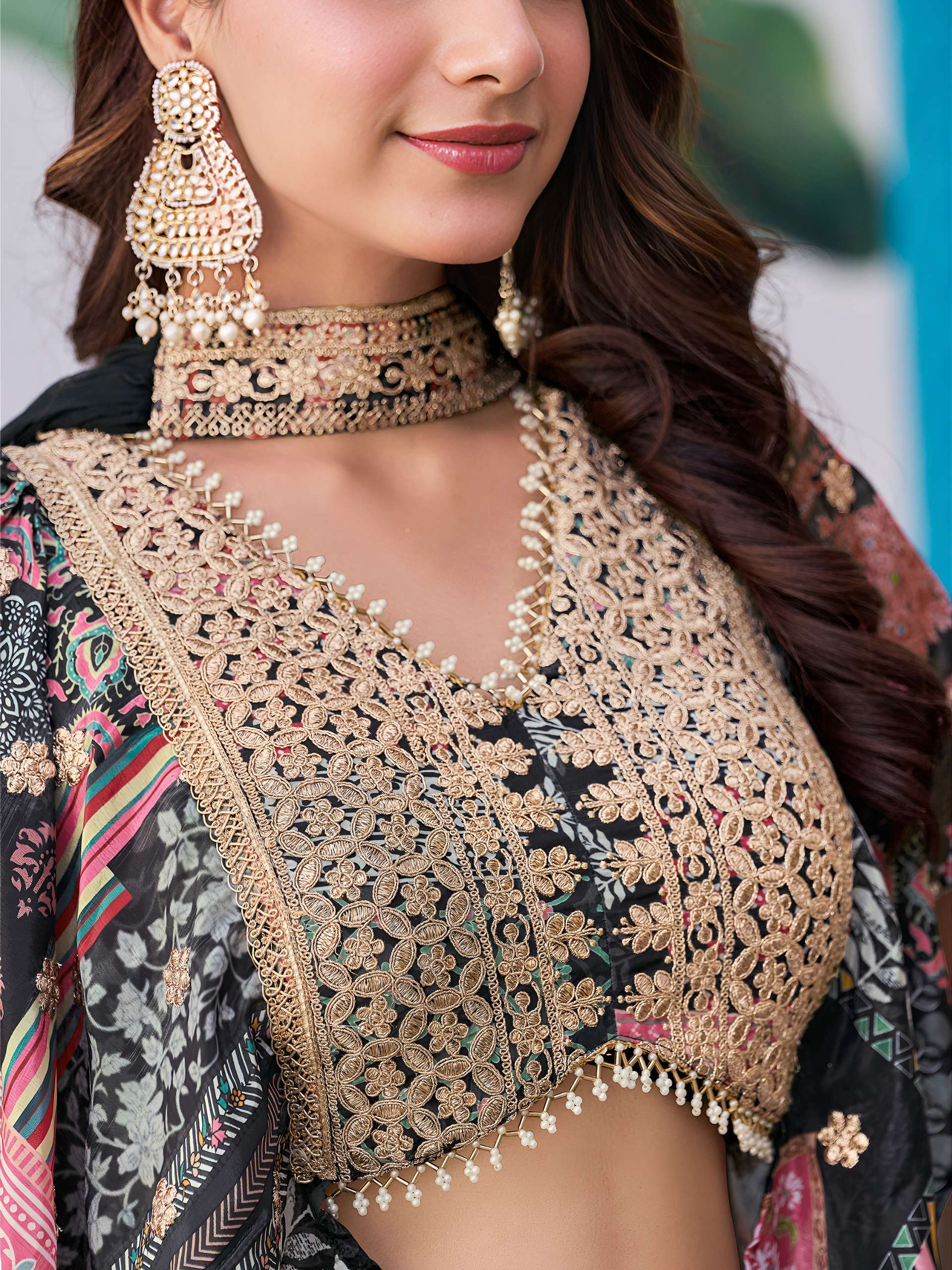 Black Multicolor in Chinnon Silk Royal and Heritage fabric Lehenga Choli wholesale in surat 7050 Black 